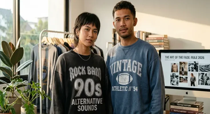 The Art of the Fade: Why 90s Vintage Washed and Sun-Faded Graphic Sweatshirts Rule 2026